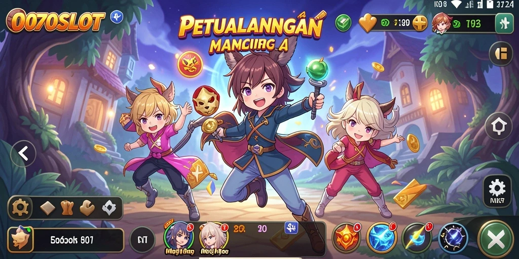 Screenshot gameplay seru dari 070SLOT yang menampilkan karakter anime.