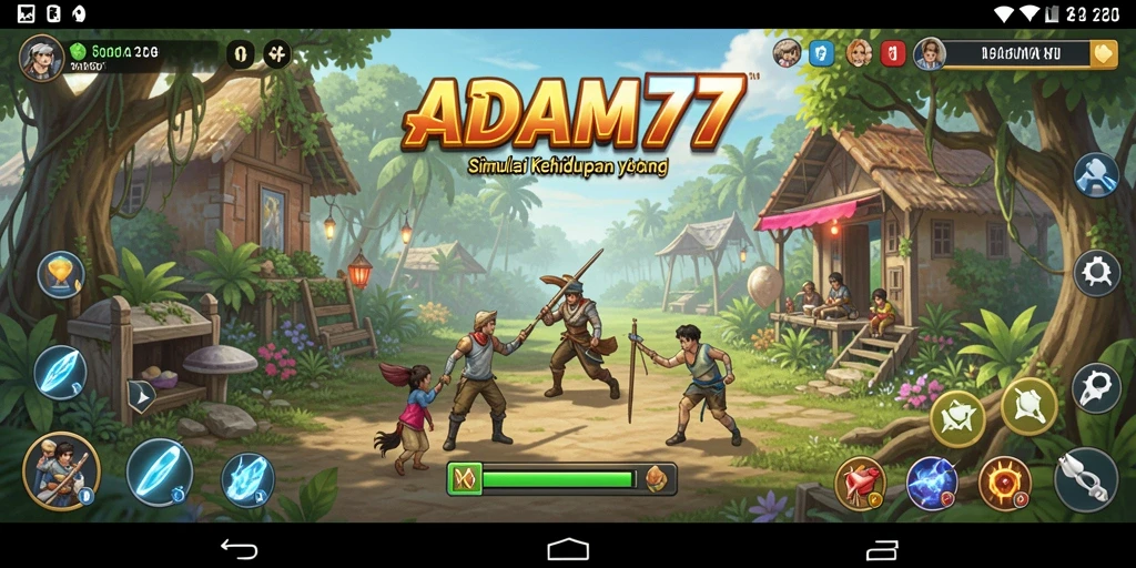 Screenshot utama ADAM77 menunjukkan gameplay menawan dalam dunia simulasi.