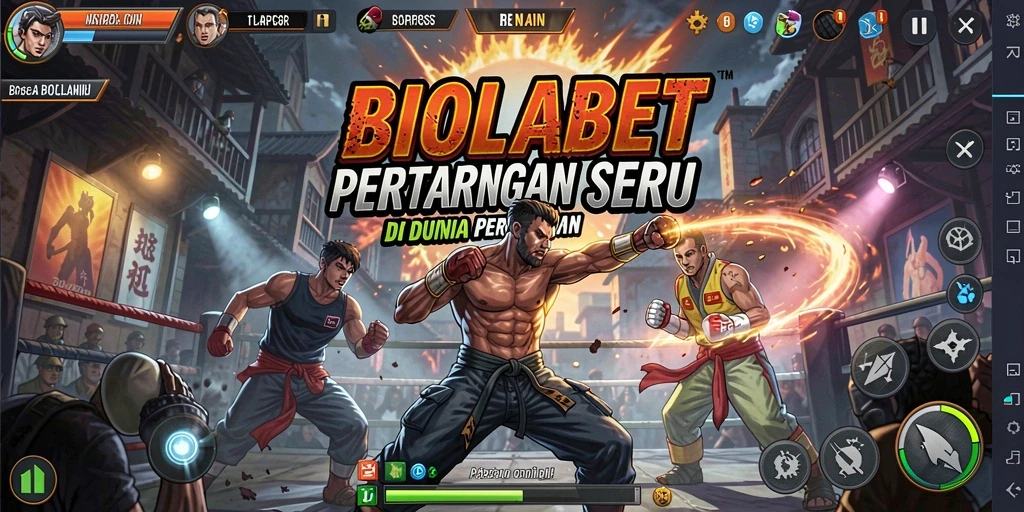 Tampilan epik dari pertarungan karakter di BIOLABET.