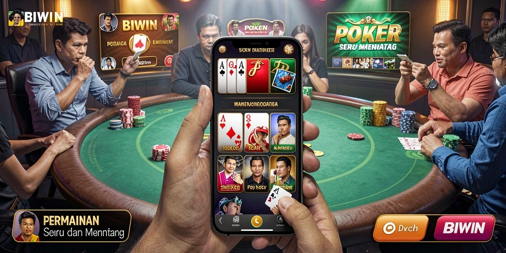 Tampilan gameplay Poker yang menegangkan di BIWIN.