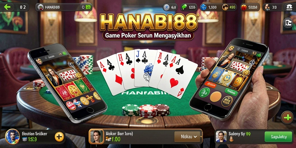 Tangkapan layar permainan poker yang menampilkan aksi seru dan interaksi antar pemain.