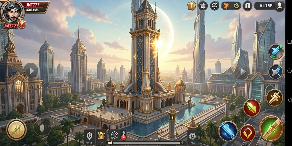 Tampilan gameplay JNT777 yang seru dalam pertempuran Tower Defense.