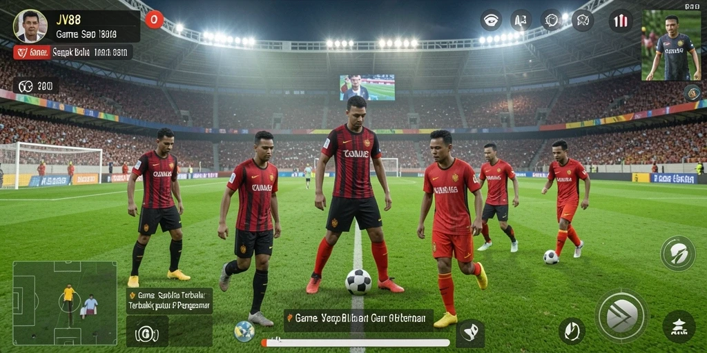Tampilan gameplay JV88 dengan aksi sepak bola yang mendebarkan.