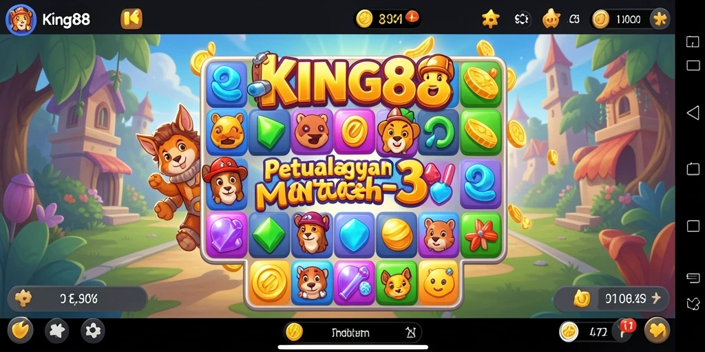 Menampilkan gameplay KING88 yang menarik dalam genre Match-3.