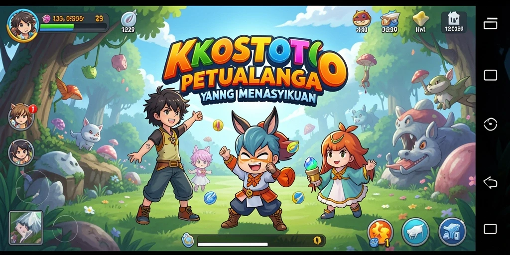 Screenshot KOSTOTO menunjukkan karakter Anime beraksi dalam petualangan seru.