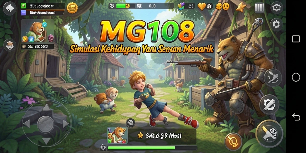Gameplay MG108 menampilkan simulasi kehidupan yang mendalam dan interaktif.