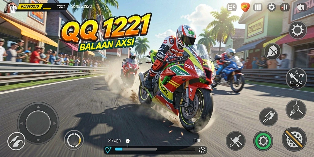Gameplay balapan motor yang penuh aksi dan seru.