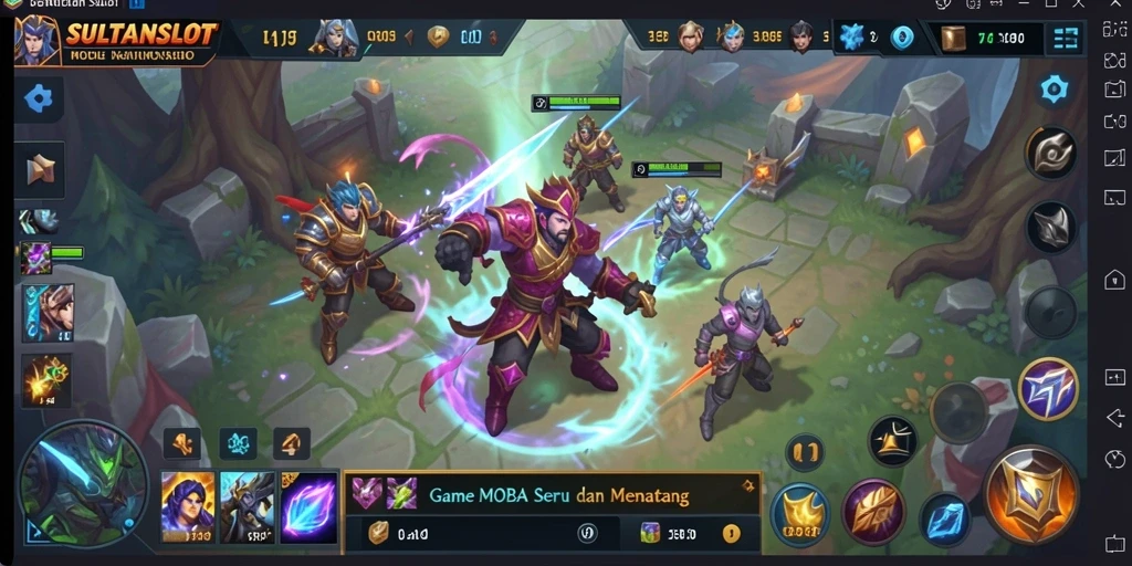 Screenshot SULTANSLOT menampilkan aksi seru dalam gameplay MOBA.