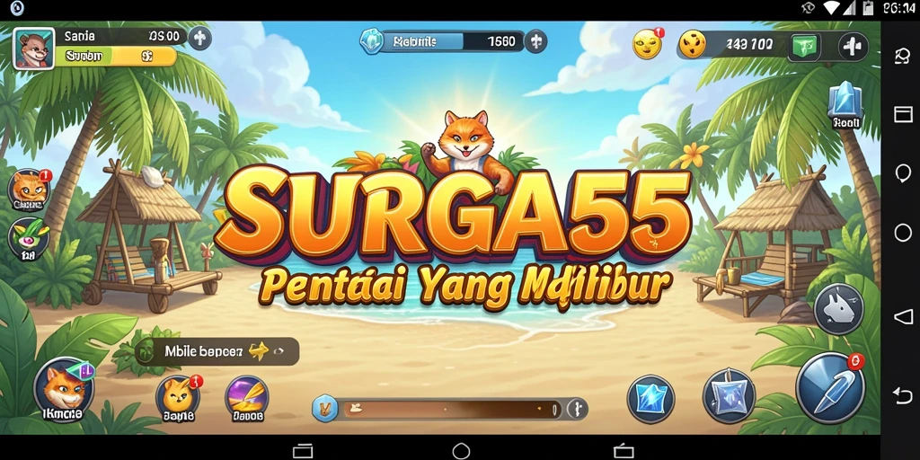 Tampilan gameplay SURGA55 yang ceria dan menarik.