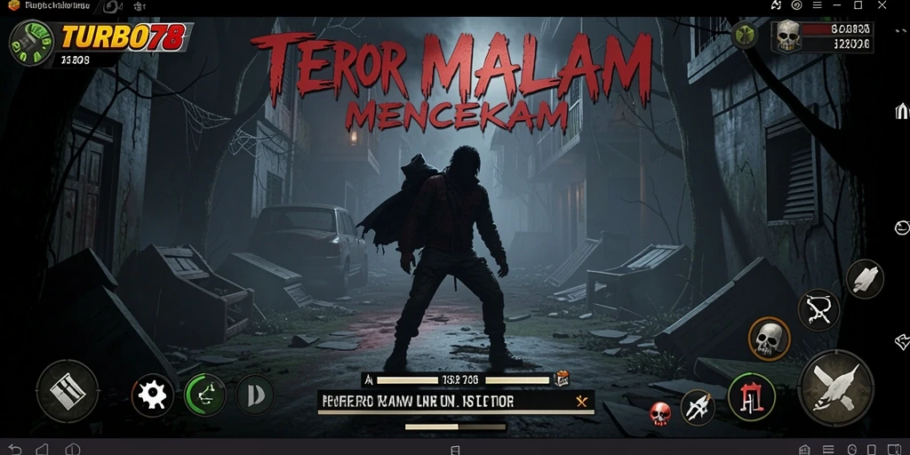 Tampilan gameplay dari <strong>TURBO78</strong> yang menakutkan dan penuh ketegangan.