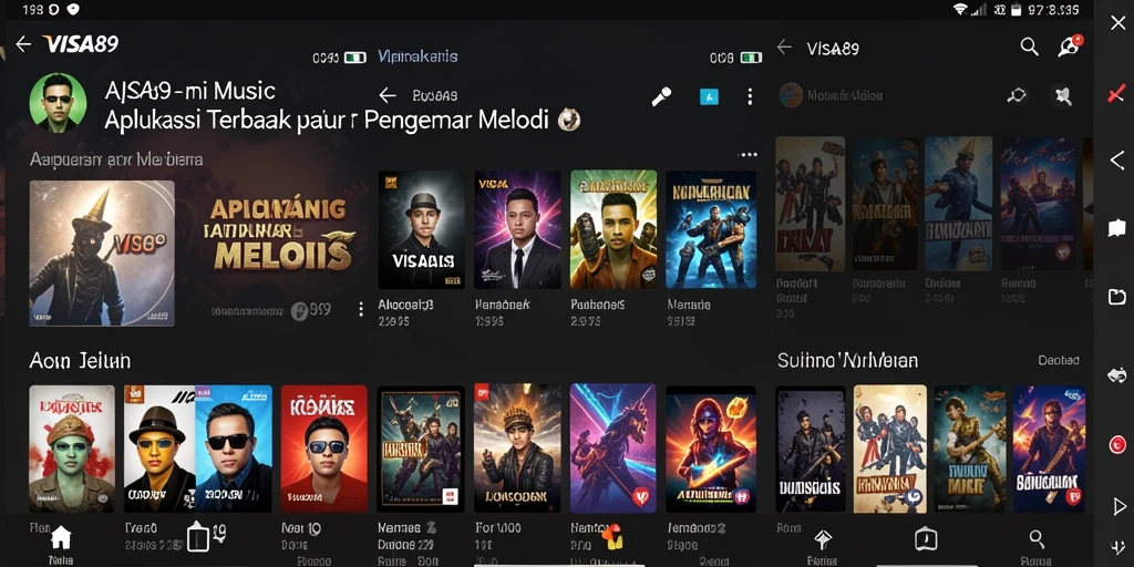 Screenshot memperlihatkan antarmuka <strong>VISA89</strong> dengan aktifitas mendengarkan musik.
